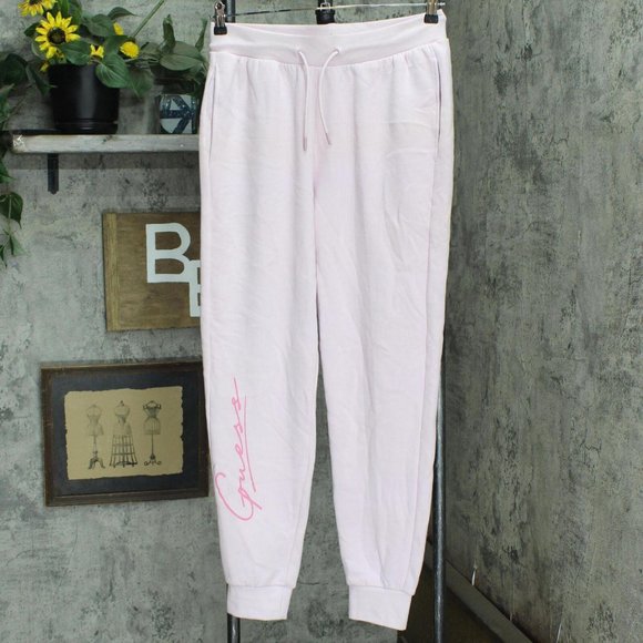 NEW Guess Womens Graphic Joggers Sweatpants V21BR8KAOR1 Pink XL - Picture 1 of 2